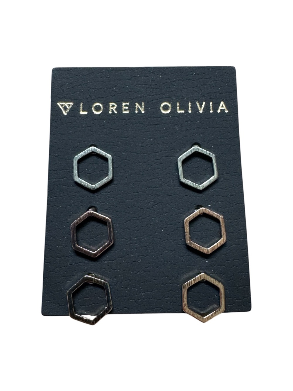 Loren Olivia Hexagon Style Stud Earrings